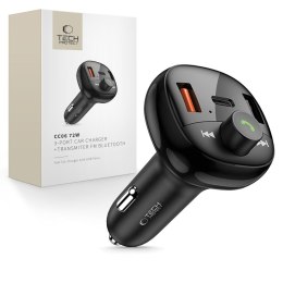TECH-PROTECT CC06 3-PORT CAR CHARGER PD 72W + TRANSMITER FM BLUETOOTH BLACK Tech-Protect