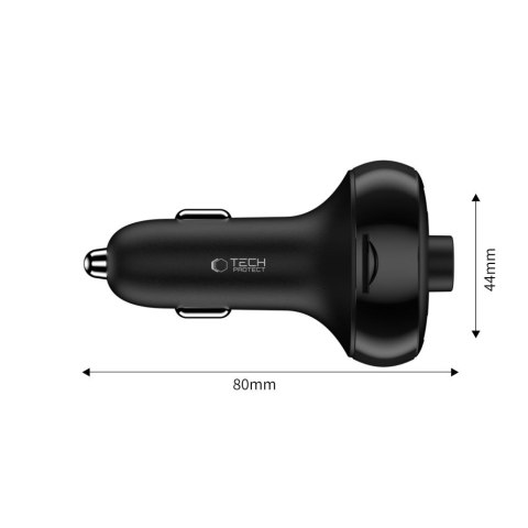 TECH-PROTECT CC06 3-PORT CAR CHARGER PD 72W + TRANSMITER FM BLUETOOTH BLACK Tech-Protect