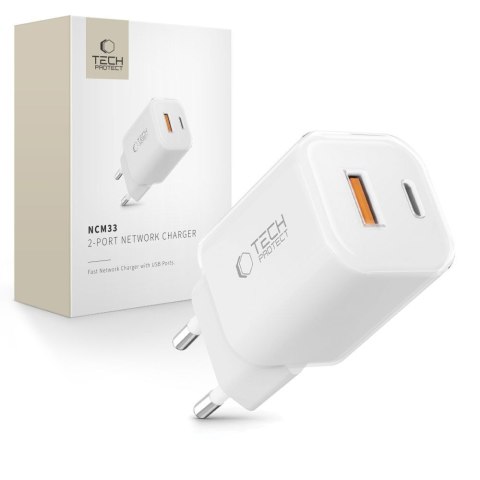 TECH-PROTECT NCM33 2-PORT NETWORK CHARGER PD 33W / QC3.0 WHITE Tech-Protect