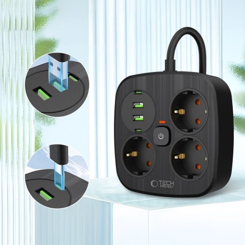 TECH-PROTECT PCS3X4 POWER STRIP 2 USB & 2 TYPE-C & 3 SOCKET 200CM BLACK Tech-Protect