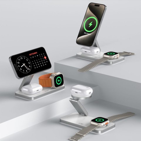 TECH-PROTECT QI15W-A47 3IN1 MAGNETIC MAGSAFE WIRELESS CHARGER WHITE Tech-Protect