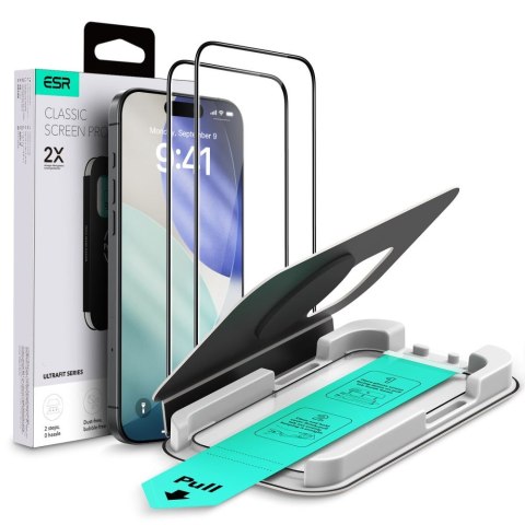 SZKŁO HARTOWANE ESR ULTRAFIT TEMPERED GLASS 2-PACK IPHONE 16 PRO / 17 BLACK ESR