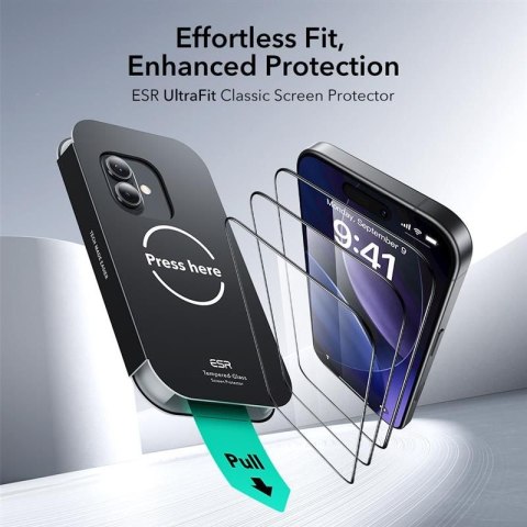 SZKŁO HARTOWANE ESR ULTRAFIT TEMPERED GLASS 2-PACK IPHONE 16 PRO / 17 BLACK ESR