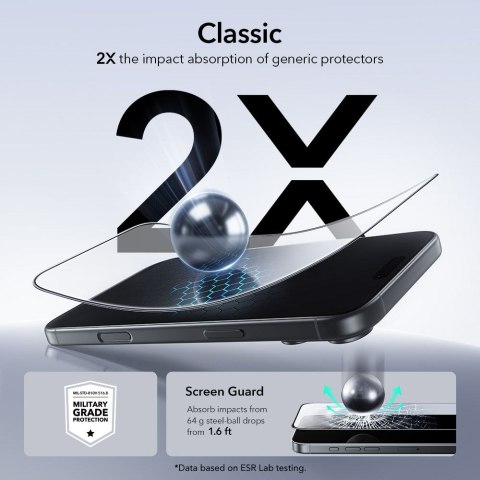 SZKŁO HARTOWANE ESR ULTRAFIT TEMPERED GLASS 2-PACK IPHONE 17 PRO MAX BLACK ESR