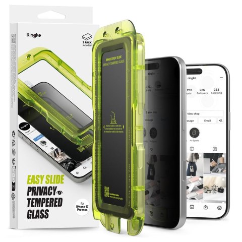 SZKŁO PRYWATYZUJĄCE RINGKE EASY SLIDE 2-PACK IPHONE 17 PRO PRIVACY Ringke