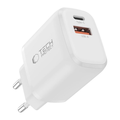 TECH-PROTECT NCA20 2-PORT NETWORK CHARGER PD 20W / QC3.0 + LIGHTNING CABLE WHITE Tech-Protect