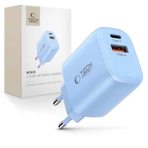 TECH-PROTECT NCA30 2-PORT NETWORK CHARGER PD 30W / QC3.0 BABY BLUE Tech-Protect