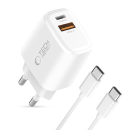 TECH-PROTECT NCA30 2-PORT NETWORK CHARGER PD 30W / QC3.0 + TYPE-C CABLE WHITE Tech-Protect