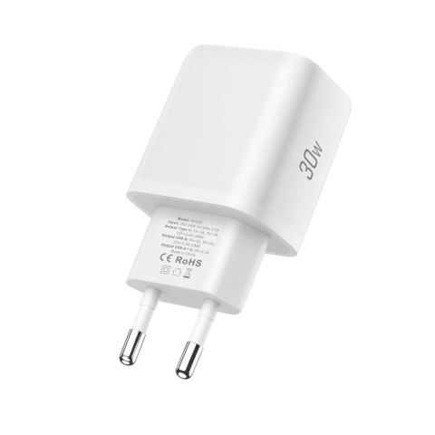 TECH-PROTECT NCA30 2-PORT NETWORK CHARGER PD 30W / QC3.0 + TYPE-C CABLE WHITE Tech-Protect