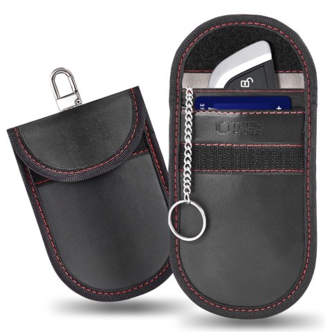 KLATKA FARADAYA TECH-PROTECT KLR100 POUCH KEYLESS RFID SIGNAL BLOCKER CASE BLACK/RED Tech-Protect