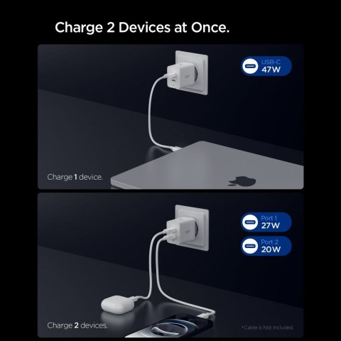 SPIGEN ESSENTIAL EE472EU 2-PORT NETWORK CHARGER 47W WHITE Spigen