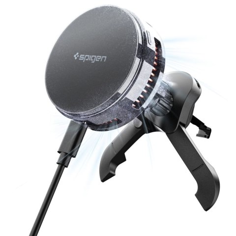 SPIGEN EV25MFAQ ESSENTIAL PELTIER MAGNETIC MAGSAFE VENT CAR MOUNT WIRELESS CHARGER 25W QI2.2 BLACK Spigen