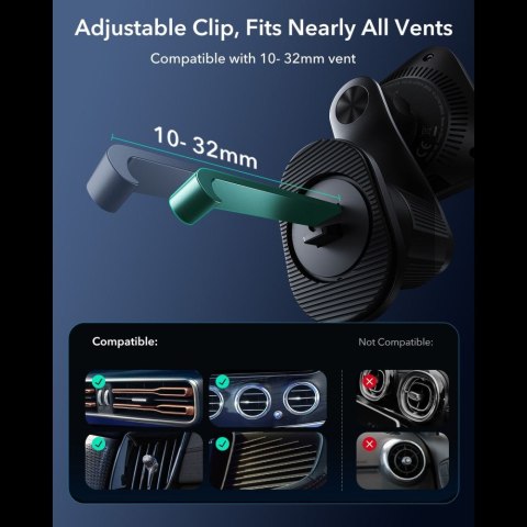 ESR OMNILOCK CRYOBOOST MAGNETIC MAGSAFE VENT CAR MOUNT WIRLESSS CHARGER 25W QI2.2 BLACK ESR