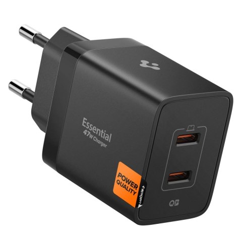 SPIGEN ESSENTIAL EE472EU 2-PORT NETWORK CHARGER 47W BLACK Spigen