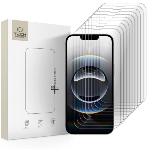 SZKŁO HARTOWANE TECH-PROTECT BUNDLE 10-PACK IPHONE 13 / 13 PRO / 14 / 16E / 17E CLEAR Tech-Protect