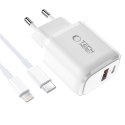 TECH-PROTECT NCA45W-GAN 2-PORT NETWORK CHARGER PD 45W / QC3.0 + LIGHTNING CABLE WHITE Tech-Protect