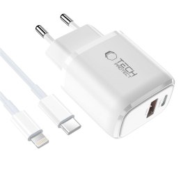 TECH-PROTECT NCA45W-GAN 2-PORT NETWORK CHARGER PD 45W / QC3.0 + LIGHTNING CABLE WHITE Tech-Protect