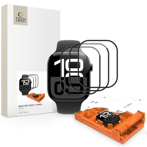 SZKŁO HYBRYDOWE TECH-PROTECT EASY SET FLEX+ 3-PACK APPLE WATCH 4 / 5 / 6 / SE 1 / 2 / 3 (40 MM) BLACK Tech-Protect