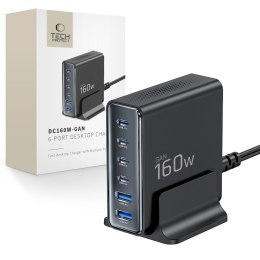 TECH-PROTECT DC160W-GAN 6-PORT DESKTOP CHARGER PD 160W / QC3.0 BLACK Tech-Protect