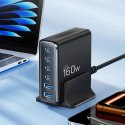 TECH-PROTECT DC160W-GAN 6-PORT DESKTOP CHARGER PD 160W / QC3.0 BLACK Tech-Protect