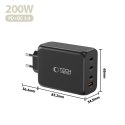 TECH-PROTECT NC200W-GAN 4-PORT NETWORK CHARGER PD 200W / QC3.0 BLACK Tech-Protect