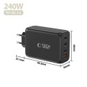 TECH-PROTECT NC240W-GAN 4-PORT NETWORK CHARGER PD 240W / QC3.0 BLACK Tech-Protect