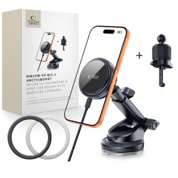 TECH-PROTECT V9 ARCTICBOOST MAGNETIC MAGSAFE DASHBOARD & VENT CAR MOUNT WIRELESS CHARGER 25W QI2.2 BLACK Tech-Protect
