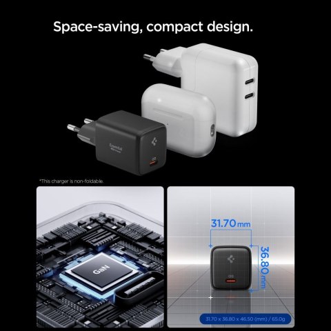 SPIGEN EE451EU ESSENTIAL 1-PORT NETWORK CHARGER 45W + TYPE-C CABLE BLACK Spigen