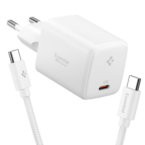 SPIGEN EE451EU ESSENTIAL 1-PORT NETWORK CHARGER 45W + TYPE-C CABLE WHITE Spigen