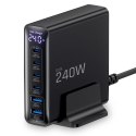 TECH-PROTECT DC240W-GAN 6-PORT DESKTOP CHARGER PD 240W / QC3.0 BLACK Tech-Protect