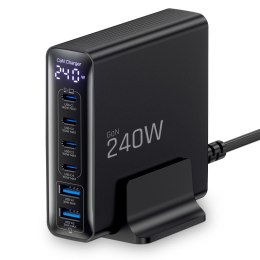 TECH-PROTECT DC240W-GAN 6-PORT DESKTOP CHARGER PD 240W / QC3.0 BLACK Tech-Protect