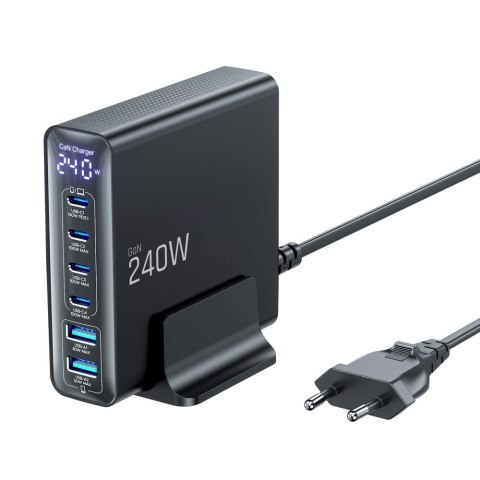 TECH-PROTECT DC240W-GAN 6-PORT DESKTOP CHARGER PD 240W / QC3.0 BLACK Tech-Protect
