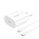 FONENG ładowarka sieciowa EU39 PD 20W 1xUSB-C + kabel USB-C - Lightning Biały