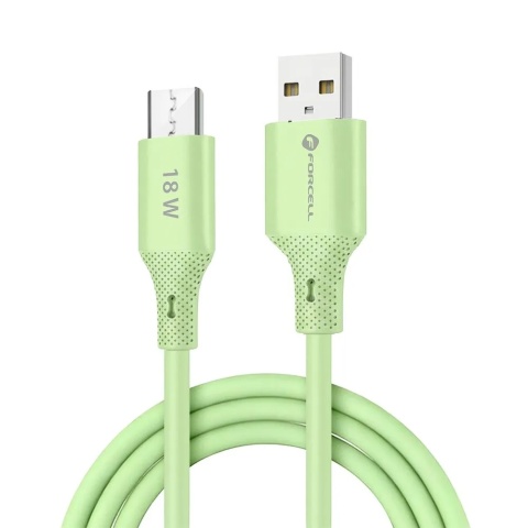 Kabel USB A do Micro USB Forcell F-Energy QC3.0 2,4A 18W Silicone 1 m C341 zielony