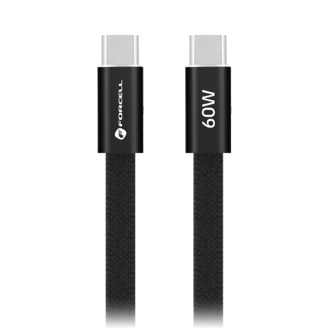 Kabel USB C do USB C Forcell F-Energy QC4.0 PD 3A 60W Cafule Flat 1,2 m CCFN23 czarny