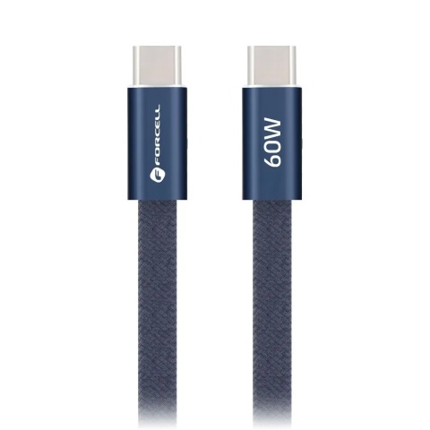 Kabel USB C do USB C Forcell F-Energy QC4.0 PD 3A 60W Cafule Flat 1,2 m CCFN23 granatowy
