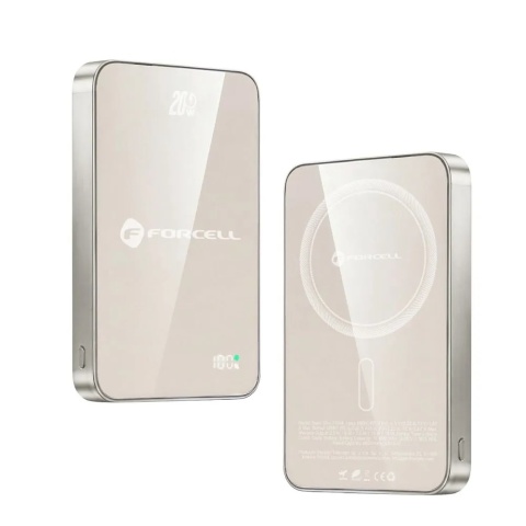 Powerbank zgodny z MagSafe Forcell F-Energy SuperSlim F10K8 QC4.0 PD3.0 15W 10000 mAh tytanowy pustynny 0INT