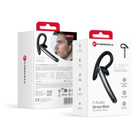 Słuchawka bezprzewodowa mono (ENC, Multipoint, BT 6.0 + EDR, 90mah) FORCELL Orion Slim czarny 0INT