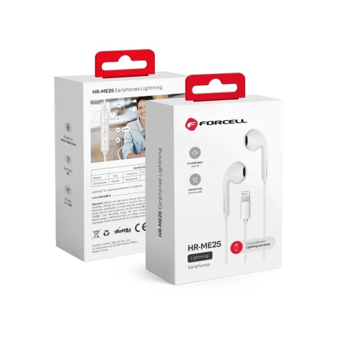 Słuchawki przewodowe douszne Lightning Forcell F-Audio HR-ME25 białe