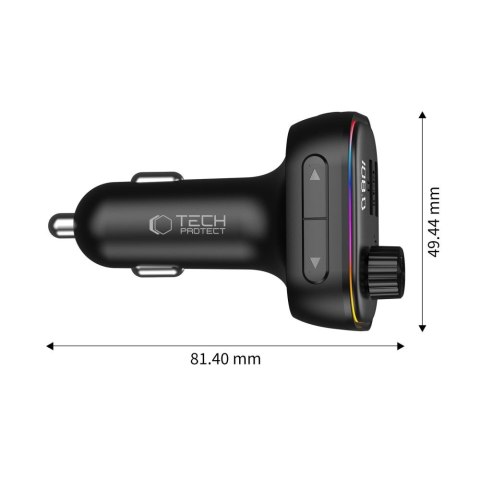 TECH-PROTECT CC07 3-PORT CAR CHARGER PD 54W + TRANSMITER FM BLUETOOTH BLACK Tech-Protect
